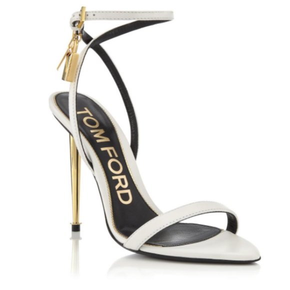 Tom Ford | Shoes | Tom Ford White Shiny Leather Padlock Heels | Poshmark